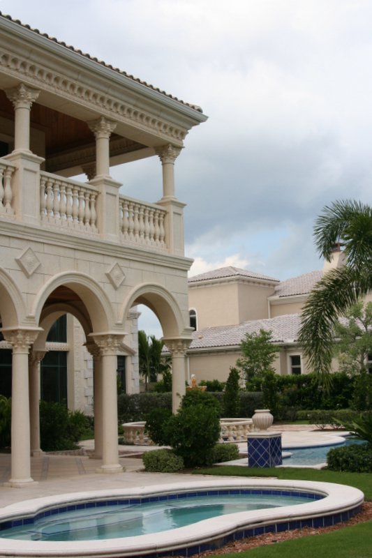 This project used many rubber molds for many of the elements, column capitals, plaques and planter pots